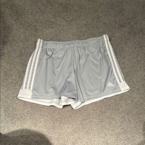 Adidas Gray Athletic Shorts with Classic Stripes